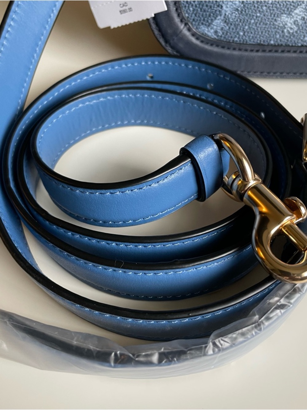 Coach Saddle Bag In Horse And Carriage Print Crossbody Blue Canvas Leather Trim - Picture 3 of 8